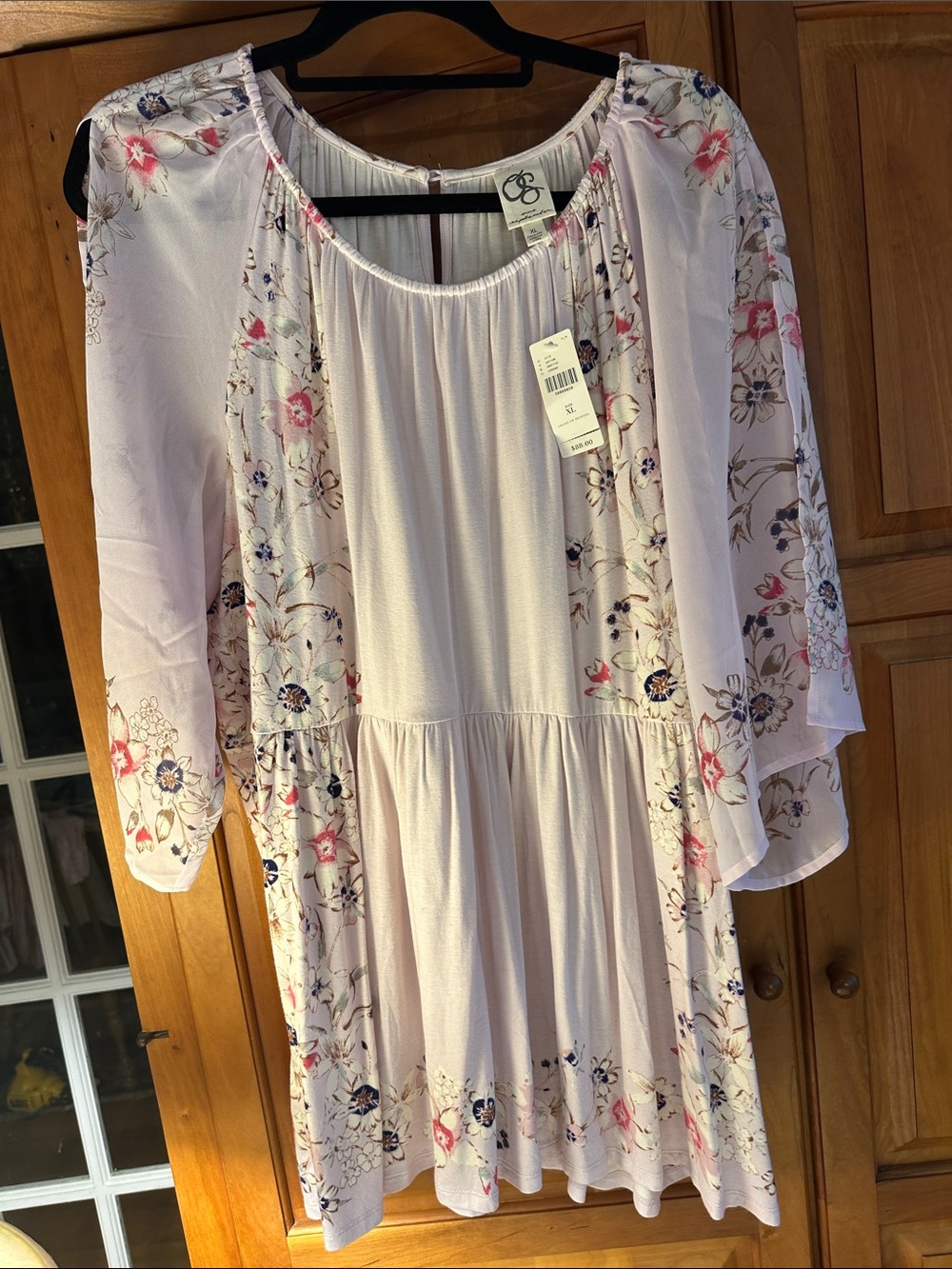 Anthropologie, One September, XL, Floral Peasant Tunic/Dress - Blush Pink